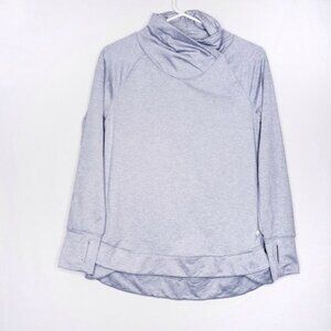Apana Gray Cowl Neck Athletic Pullover Top Thumb Holes Women's Size Small